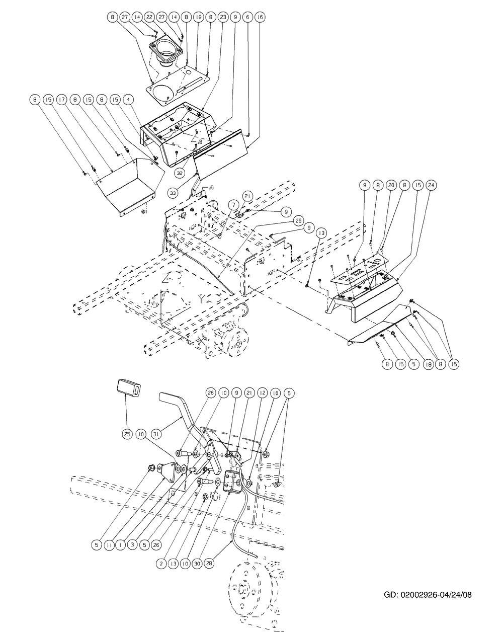 Brake Assembly Diagram and Parts List for M54-KH (53AH8CT4050-27HP-OHV)(2009 & Before) Cub Cadet Lawn Tractor